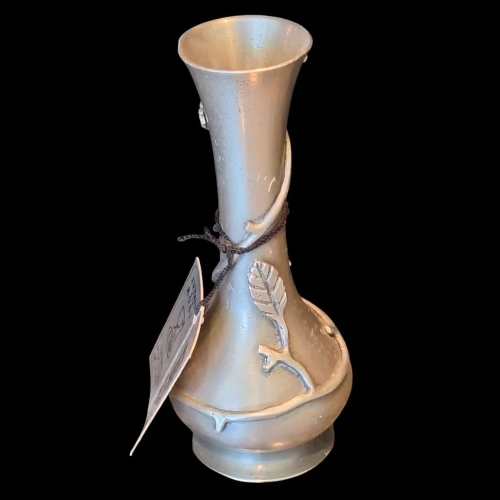 Vintage L'Etain a la Rose French Art Deco Bud Vase Pewter Etain Decor France